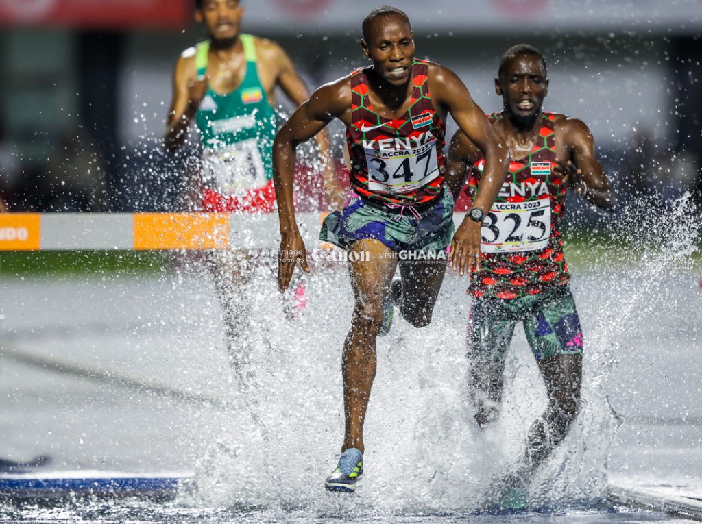 African Games: Athletics Day One Evening Session: Mens 3000m Steeplechase.